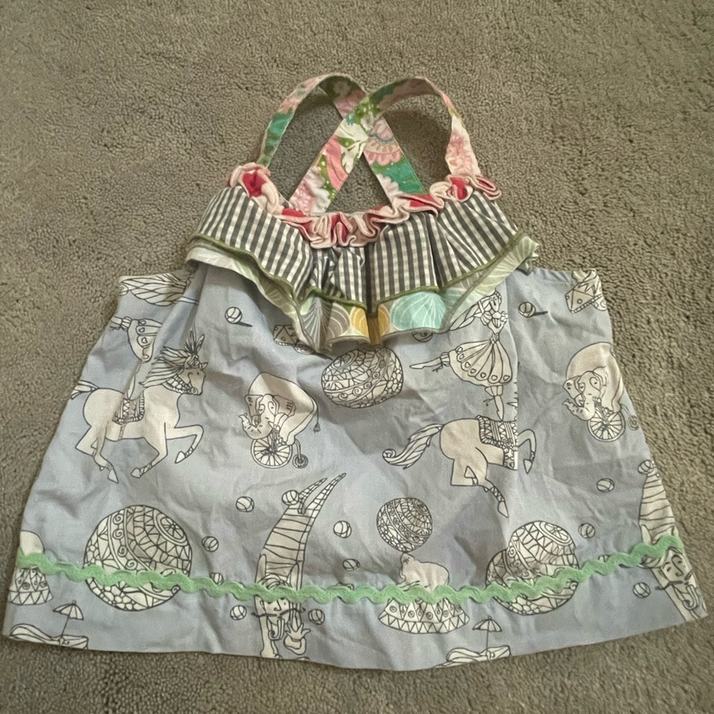 Matilda Jane excellent used Condition girls 18months circus animal blue tank top